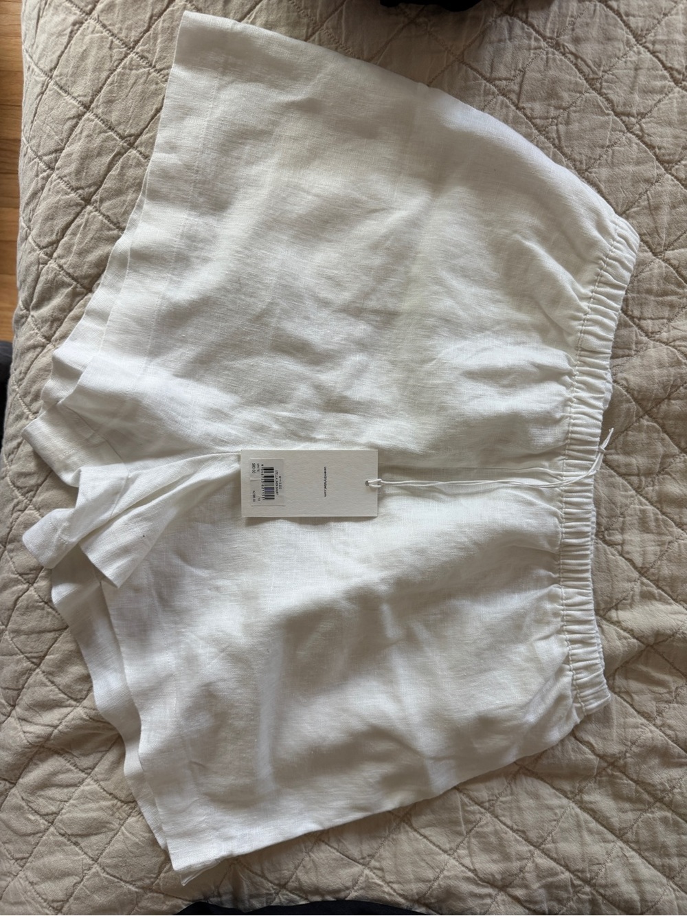 NWT Assembly Label White Linen-Blend Elastic Waist Shorts